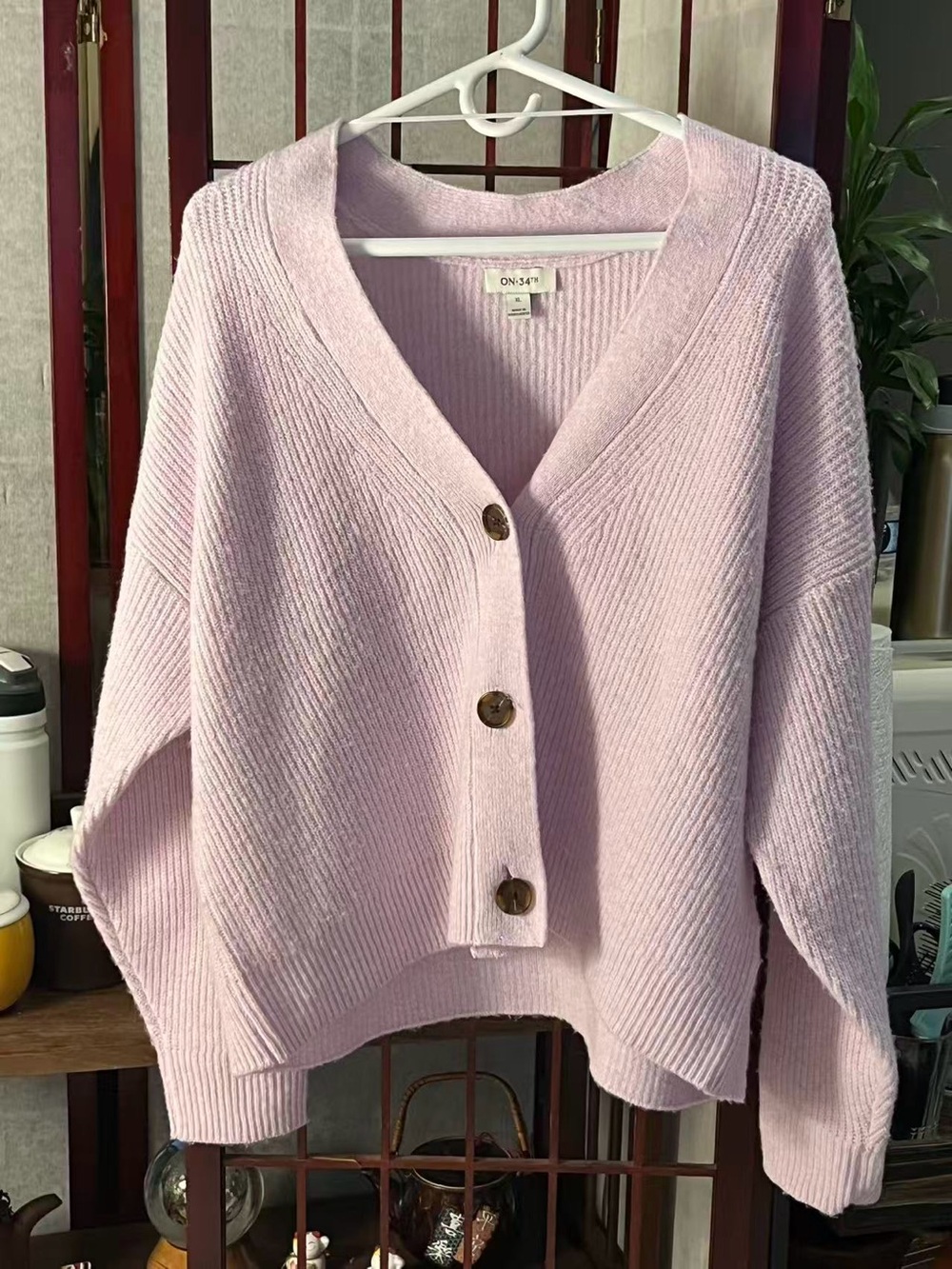 Lilac Button-Front V-Neck Women's Cardigan